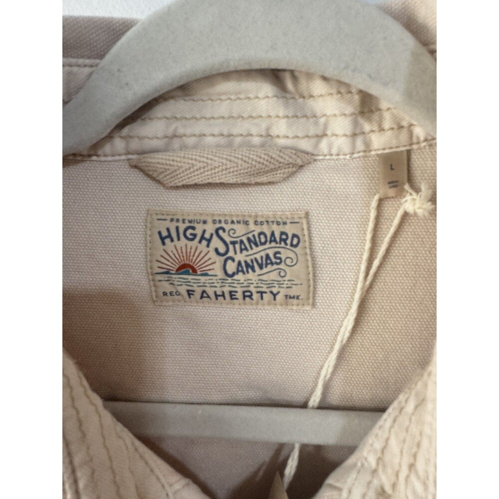 Faherty Sunwashed Canvas CPO Shirt Jacket Size L Mens Aspen Ivory MOF2410 NEW - Picture 5 of 11